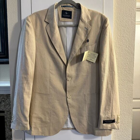 NWT TailorByrd Collection Men’s Linen-Blend Sport Coat Blazer Beige  Size 40R - Picture 4 of 12
